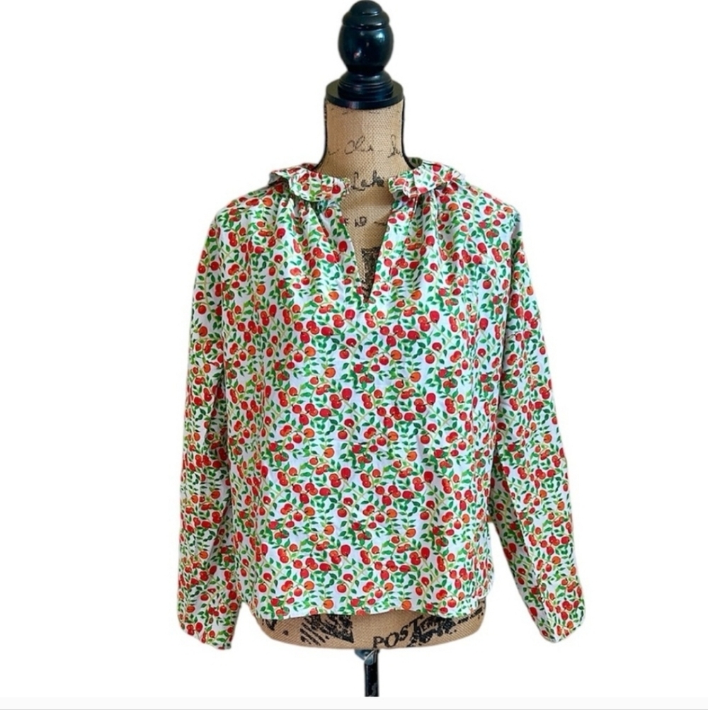 Floral Print Blouse - 🍊 and Green